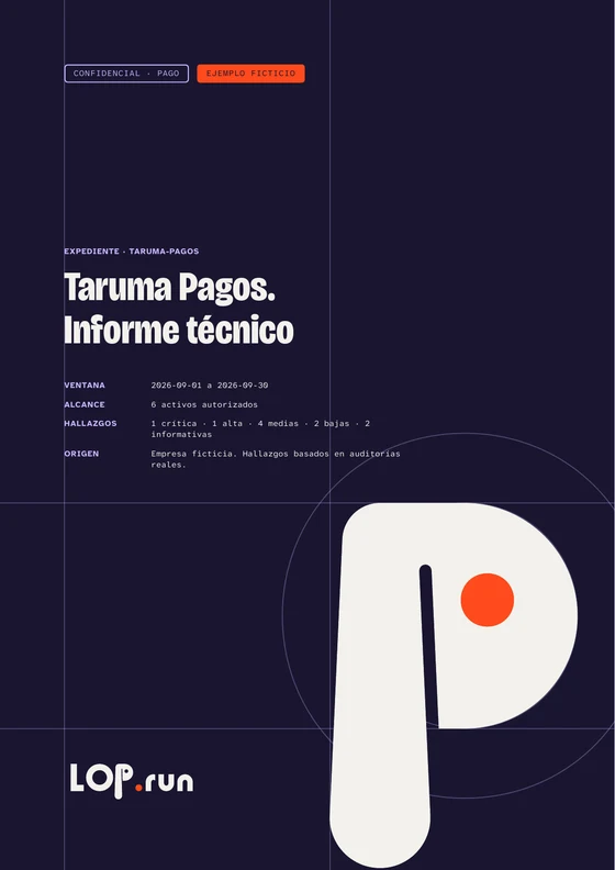 Portada del informe: Informe técnico